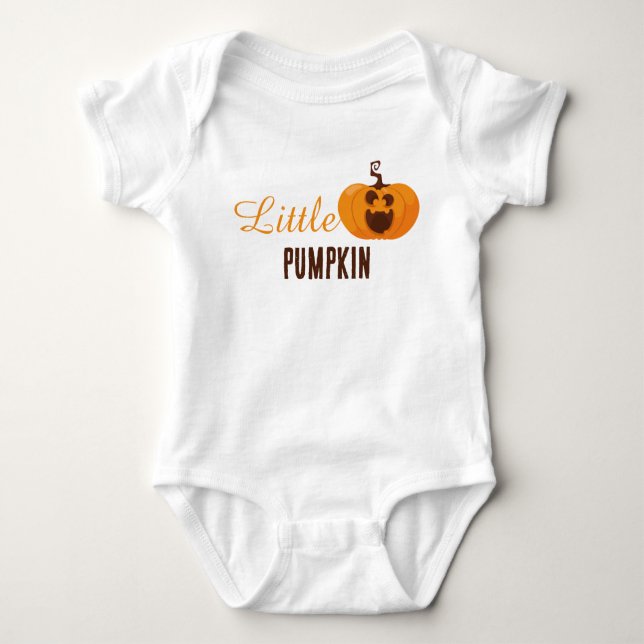 Little Pumpkin Cute Halloween Orange Colourful Baby Bodysuit (Front)
