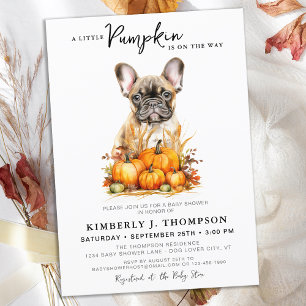 Little Pumpkin Cute Puppy Simple Fall Baby Shower Invitation