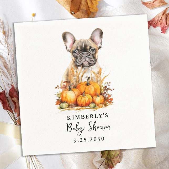 Little Pumpkin Cute Puppy Simple Fall Baby Shower Napkin (Creator Uploaded)