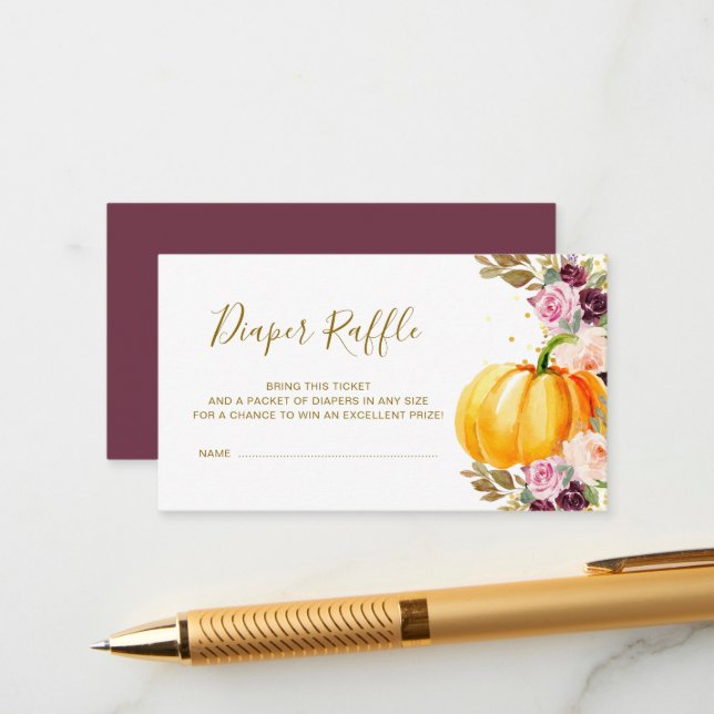 little pumpkin diaper raffle card (Front/Back In Situ)