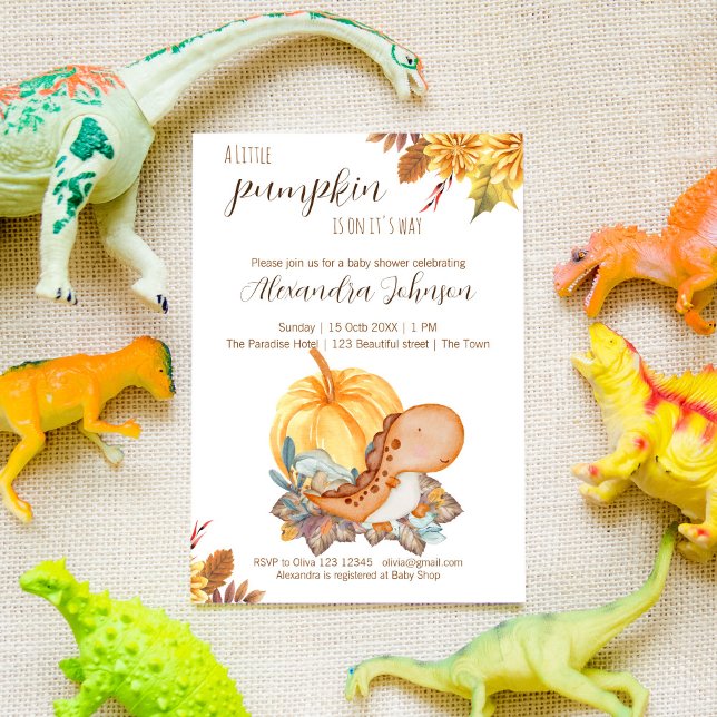 Little pumpkin dinosaur fall baby shower invitatio invitation (Creator Uploaded)