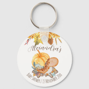 Little pumpkin dinosaur fall baby shower  key ring