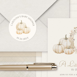 Little Pumpkin Elegant Autumn Baby Shower Classic Round Sticker