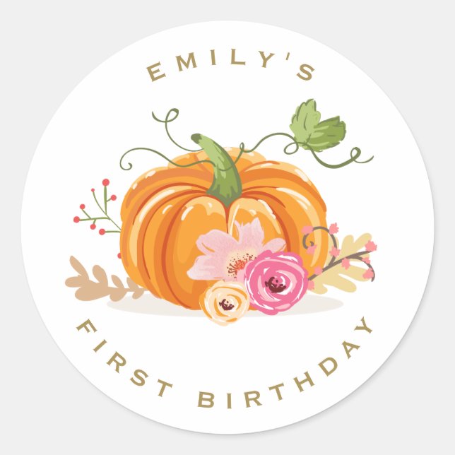 Little pumpkin Envelope seal sticker Birthday Girl (Front)