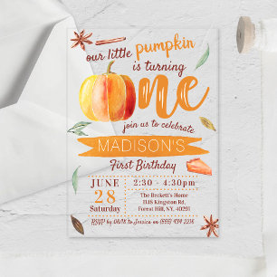 Little Pumpkin Fall 1st Birthday Acrylic Invitations