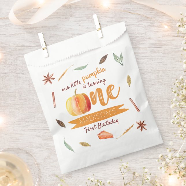 Little Pumpkin Fall 1st Birthday Favour Bag (Clipped)