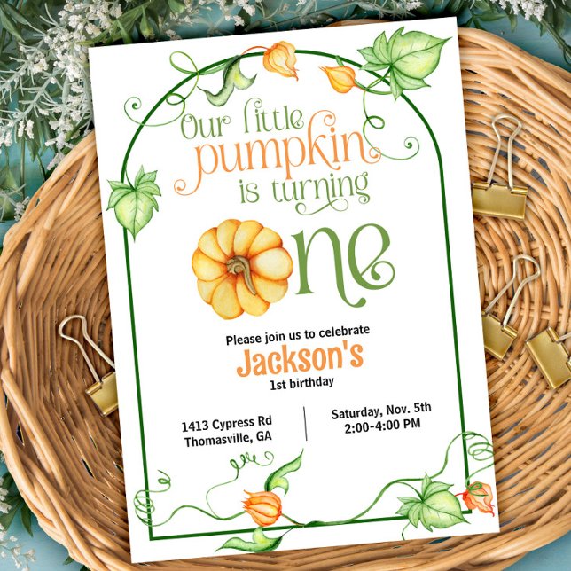 Little Pumpkin Fall 1st Birthday Invitation (Creator Uploaded)