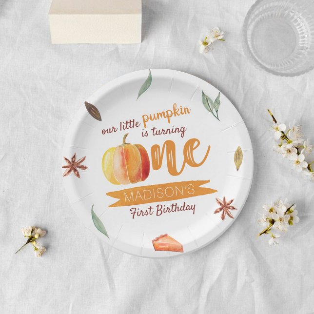 Little Pumpkin Fall 1st Birthday Paper Plate (Creator Uploaded)