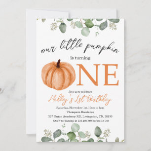Little Pumpkin Fall / Autumn 1st Birthday  Invitation