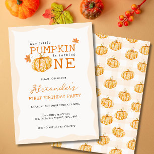 Little Pumpkin Fall Autumn 1st Birthday Invitation