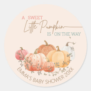 Little Pumpkin Fall Autumn Baby Shower Classic Rou Round Sticker