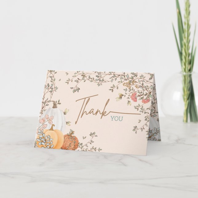 Little Pumpkin Fall Autumn Baby Shower Thank You Card (Front)