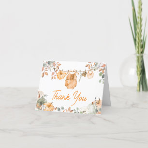 Little Pumpkin Fall Autumn Baby Shower  Thank You Card