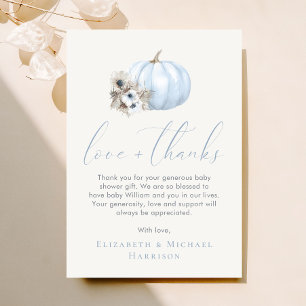 Little Pumpkin Fall Baby Boy Shower Thank You Card