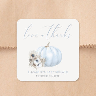 Little Pumpkin Fall Baby Boy Shower Thank You Square Sticker