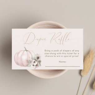 Little Pumpkin Fall Baby Girl Shower Diaper Raffle Enclosure Card