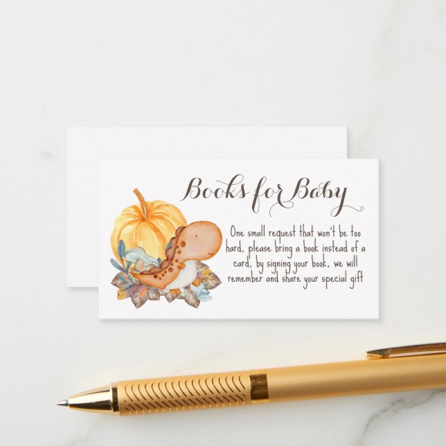 Little pumpkin fall baby shower book request enclosure card (Front/Back In Situ)