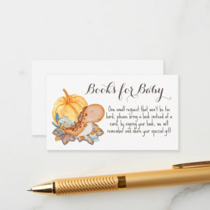 Little pumpkin fall baby shower book request enclosure card