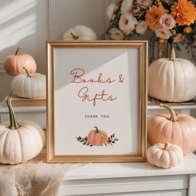 Little Pumpkin Fall Baby Shower Books Gifts Poster (Creator Uploaded)