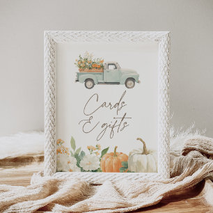 Little Pumpkin Fall Baby Shower Cards and Gifts Poster