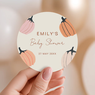 Little Pumpkin Fall Baby Shower Classic Round Sticker