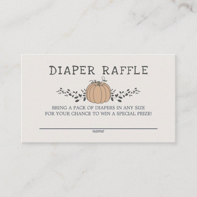 Little pumpkin fall baby shower diaper raffle enclosure card (Front)