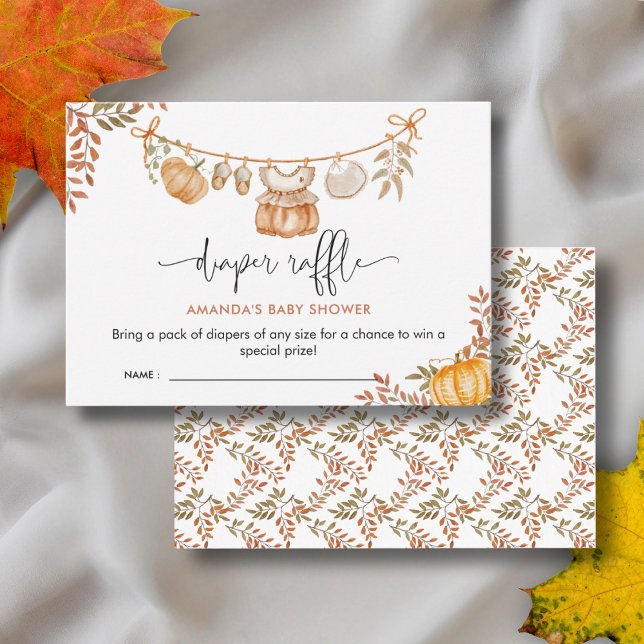 Little Pumpkin Fall Baby Shower Diaper Raffle  Enclosure Card (Creator Uploaded)