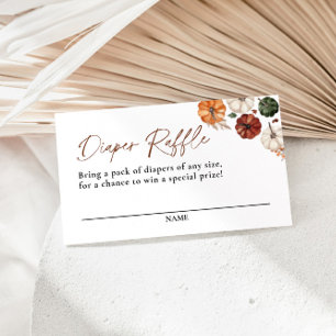 Little Pumpkin Fall Baby Shower Diaper Raffle Enclosure Card
