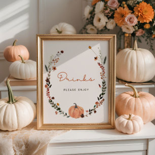 Little Pumpkin Fall Baby Shower Drinks Poster