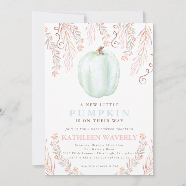 Little Pumpkin Fall Baby Shower Gender Neutral Invitation (Front)