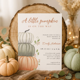 Little Pumpkin Fall Baby Shower Gender Neutral Invitation
