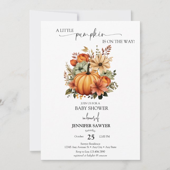 Little Pumpkin | Fall Baby Shower Invitation (Front)