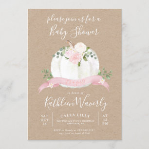 Little Pumpkin Fall Baby Shower Invitation Girl