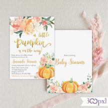 Little Pumpkin Fall Baby Shower Invitation Girl