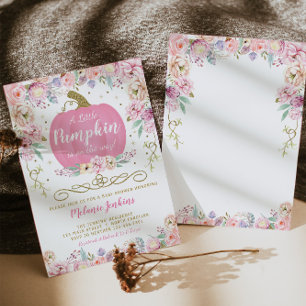 Little Pumpkin Fall Baby Shower Invitation Girl
