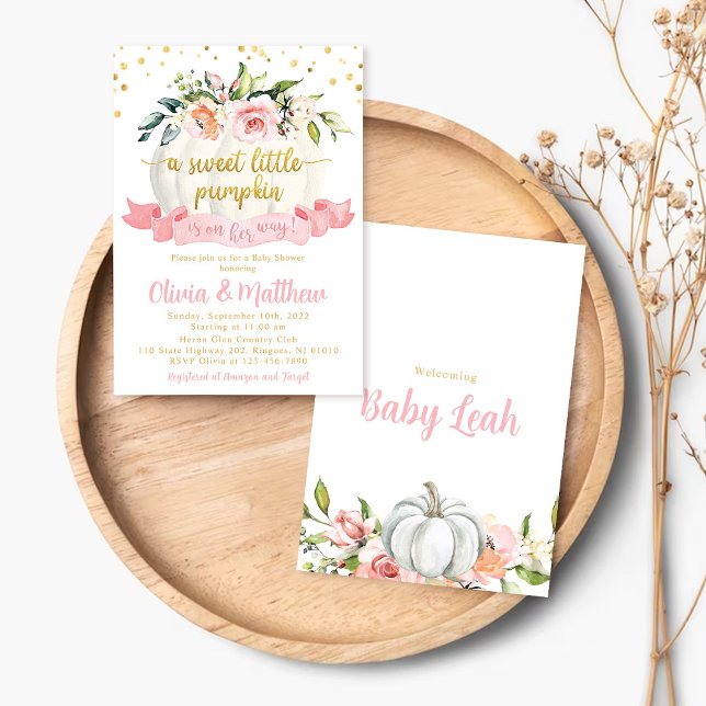 Little Pumpkin Fall Baby Shower Invitation Girl (Creator Uploaded)