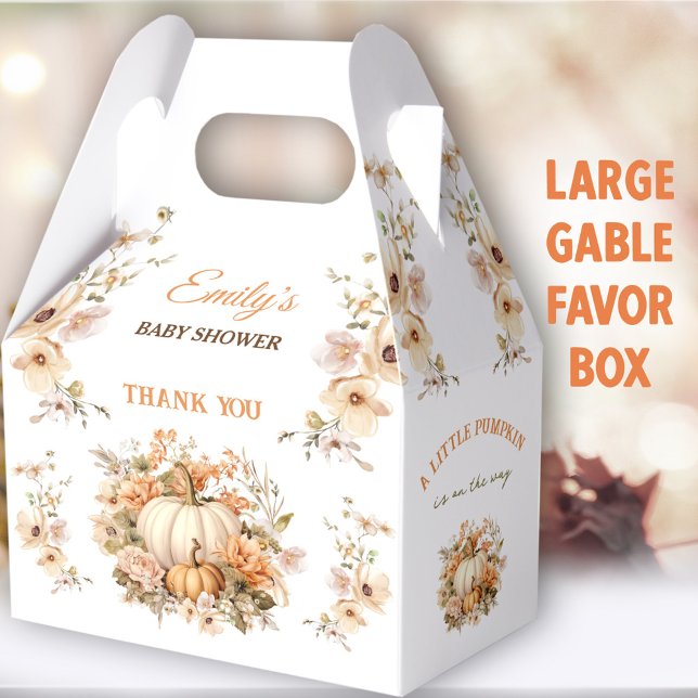 Little Pumpkin Fall Baby Shower Large Gable Favour Box (Pumpkin Large Gable Favor Boxes - You can choose from 3 sizes of these gable favor boxes)