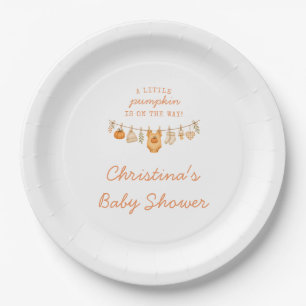 Little Pumpkin Fall Baby Shower Paper Plate