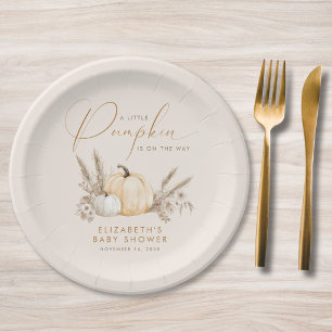 Little Pumpkin Fall Baby Shower Paper Plate