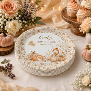 Little Pumpkin Fall Baby Shower Paper Plates
