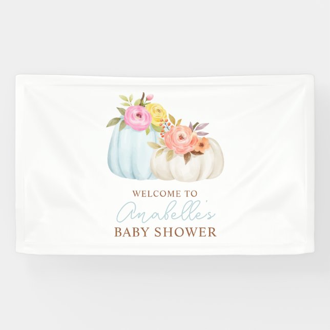 Little Pumpkin Fall Baby Shower Personalised Banner (Horizontal)
