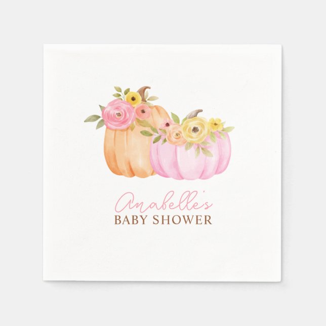 Little Pumpkin Fall Baby Shower Personalised Napkin (Front)