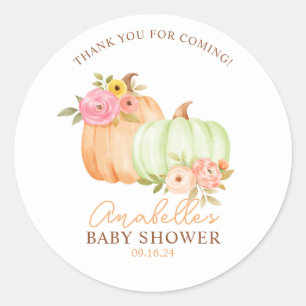 Little Pumpkin Fall Baby Shower Personalized Classic Round Sticker