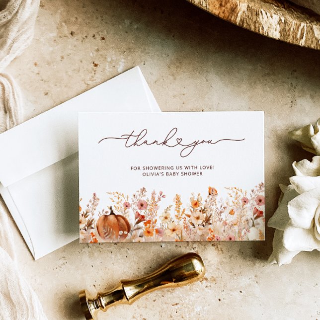 Little Pumpkin Fall Baby Shower Thank You Card (Creator Uploaded)