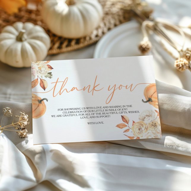 Little Pumpkin Fall Baby Shower Thank You Card (Creator Uploaded)