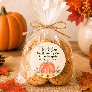 Little Pumpkin Fall Baby Shower Thank You Classic Round Sticker