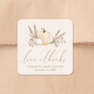 Little Pumpkin Fall Baby Shower Thank You Square Sticker