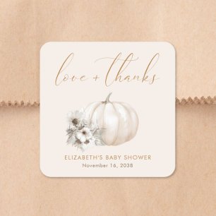 Little Pumpkin Fall Baby Shower Thank You Square Sticker
