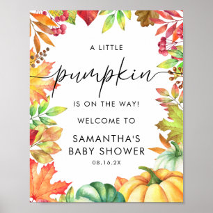 Little Pumpkin Fall Baby Shower Welcome Sign