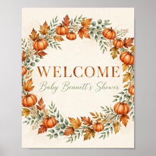 Little Pumpkin Fall Baby Shower Welcome Sign